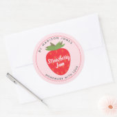 Modern Homemade Strawberry Jam Canning Jar Label Runder Aufkleber (Umschlag)