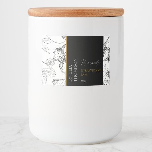 Modern Homemade Strawberry Jam Label Lebensmitteletikett (Vorderseite)