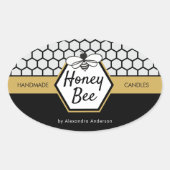 Modern Honey Bee Apiary Honeycomb Black Yellow Ovaler Aufkleber (Vorderseite)