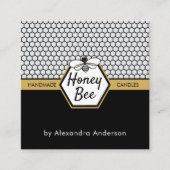 Modern Honey Bee Apiary Honeycomb Black Yellow Quadratische Visitenkarte (Vorderseite)