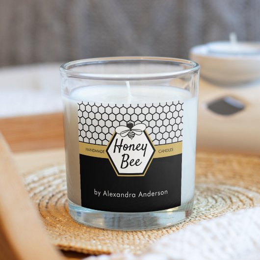 Modern Honey Bee Apiary Honeycomb Black Yellow Quadratischer Aufkleber