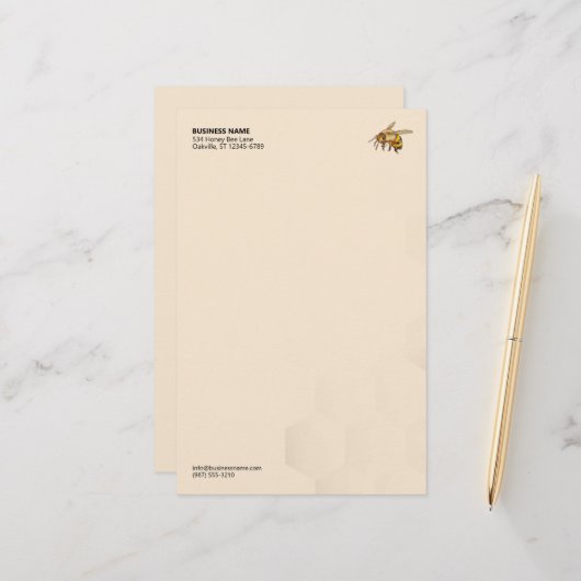Modern Honey Bee Logo Honeycomb Wasserzeichen Briefpapier (Vorderseite/Rückseite Beispiel)