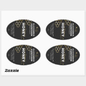 Modern Honey Bees Gold Honeycomb Black Ovaler Aufkleber (Blatt)