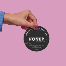 Modern Honey Bees Gold Honeycomb Black Runder Aufkleber