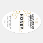 Modern Honey Bees Gold Honeycomb Ovaler Aufkleber (Vorderseite)
