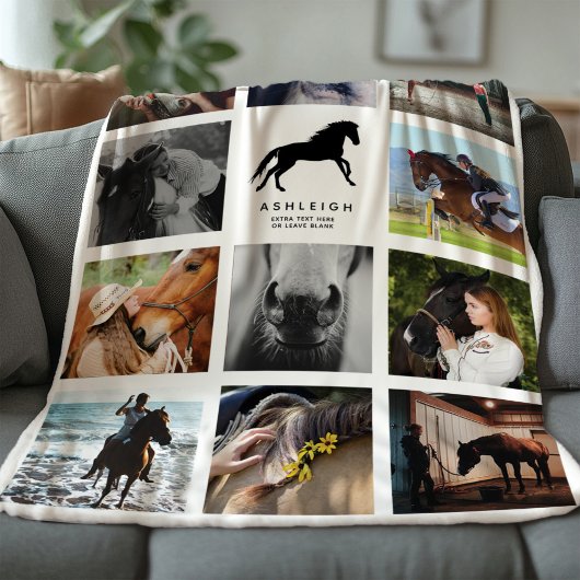 Modern Horse Foto Collage Reittiere Keepake Fleecedecke
