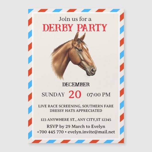Modern Horse Racing Event Invitation Magnetkarte (Vorderseite)