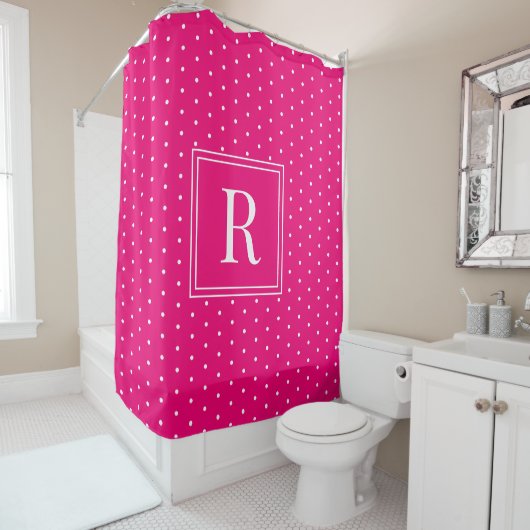 Modern Hot Fuschia Pink Mit Monogramm Duschvorhang (Beispiel)