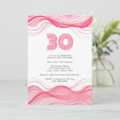 Modern Hot Pink 30. Geburtstag Einladung (Stehend Vorderseite)
