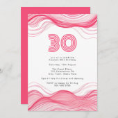 Modern Hot Pink 30. Geburtstag Einladung (Vorne/Hinten)