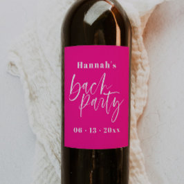 Modern Hot Pink Bachelorette Weinkarte Weinetikett