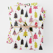 Modern Hot Pink Black Lime Green Weihnachtsfeierta Geschenkpapier Set (Beispiel)