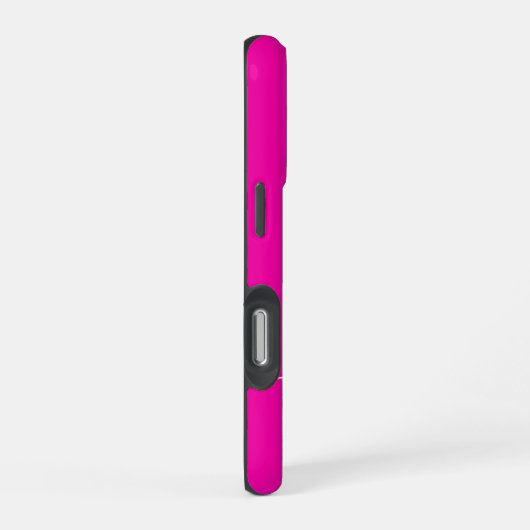 Modern Hot Pink Black Script Monogram iPhone Hülle (Rechte Seite)