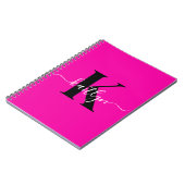 Modern Hot Pink Black Script Monogram Notizblock (Linke Seite)