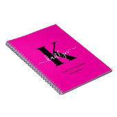 Modern Hot Pink Black Script Monogram Notizblock (Rechte Seite)