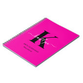 Modern Hot Pink Black Script Monogram Notizblock (Linke Seite)