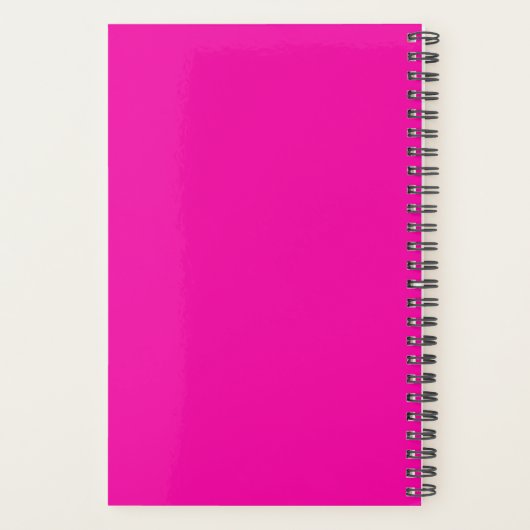 Modern Hot Pink Black Script Monogram Planer (Rückseite)
