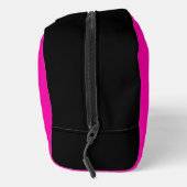 Modern Hot Pink Black Script Monogram Waschbeutel (Rechts)