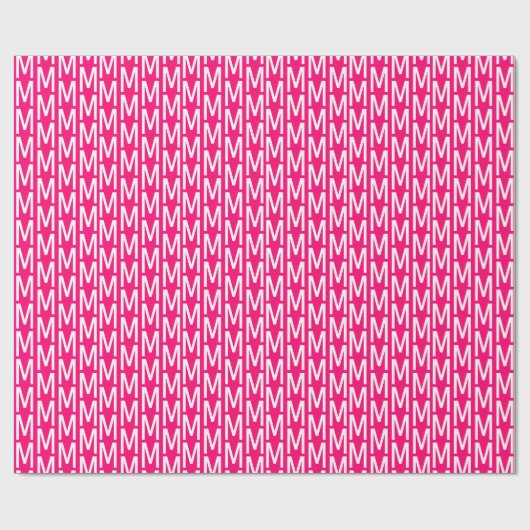 Modern hot pink fuchsia white custom monogram geschenkpapier (Flach)