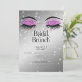 Modern Hot Pink Glam Eyes Bridal Brunch Einladung (Stehend Vorderseite)
