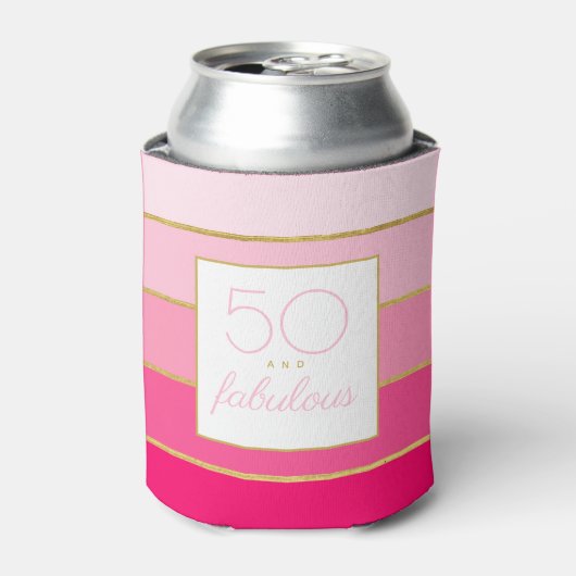 Modern Hot Pink & Gold 50 und fabelhafter Geburtst Dosenkühler (Kanne Vorderseite)