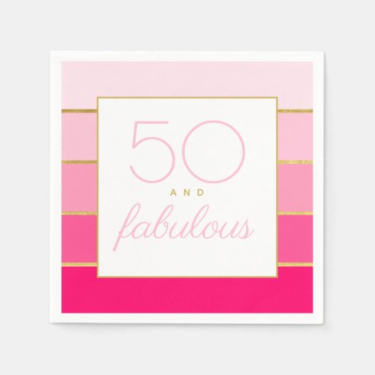 Modern Hot Pink & Gold 50 und fabelhafter Geburtst Serviette (Vorderseite)