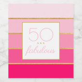 Modern Hot Pink & Gold 50 und fabelhafter Geburtst Weinetikett (Einzelnes Label)