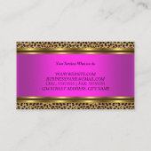 Modern Hot Pink Gold Leopard Black Visitenkarte (Rückseite)