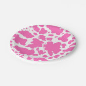 Modern Hot Pink Kuh Haut Textur Tierdruck Pappteller (Schrägansicht)