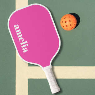 Modern Hot Pink Monogram Pickleball Schläger