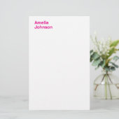 Modern Hot Pink Name Minimalistisch Beruflich Briefpapier (Stehend Vorderseite)