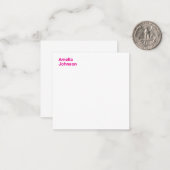 Modern Hot Pink Name Minimalistisch Beruflich Mitteilungskarte (Vorderseite/Rückseite Beispiel)
