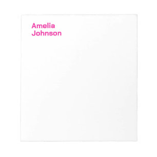 Modern Hot Pink Name Minimalistisch Beruflich Notizblock