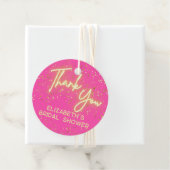Modern Hot Pink Neon Glow Glitzer Danke, Script Geschenkanhänger (Beispiel)