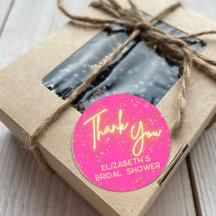 Modern Hot Pink Neon Glow Glitzer Danke, Script