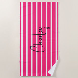 Modern Hot Pink Personalisiert II Strandtuch