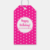 Modern Hot Pink Polka Dots Happy Birthday Geschenkanhänger (Rückseite)