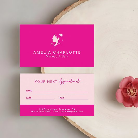 Modern Hot Pink Professional Makeup Artists Terminkarte