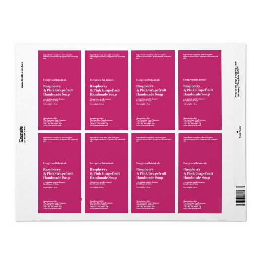 Modern Hot Pink Soap Packaging Label (Vorne)