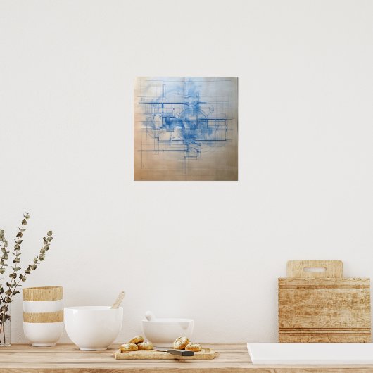 Modern House Blueprint Design Poster (Küche)