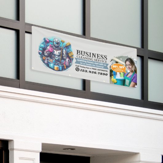 Modern House Cleaning Maid Service Housekeeping Banner (Äußeres Gebäude)