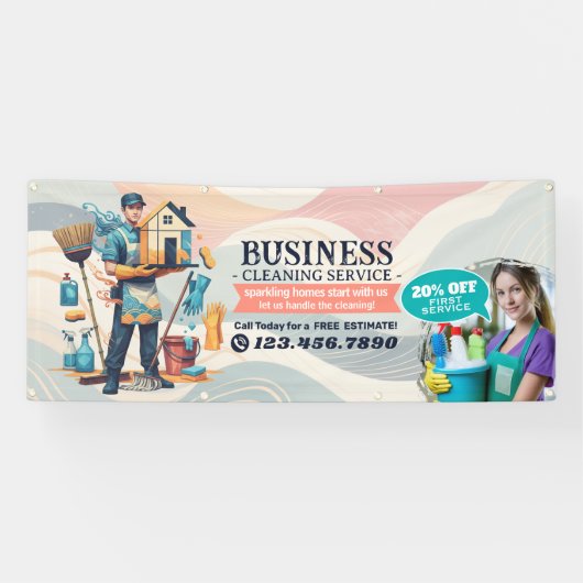 Modern House Cleaning Maid Service Housekeeping Banner (Horizontal)