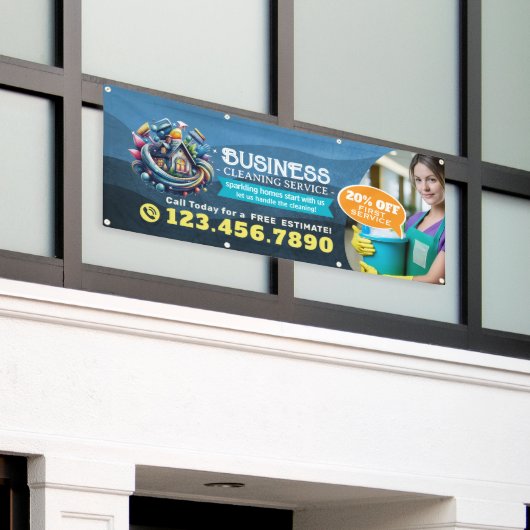 Modern House Cleaning Maid Service Housekeeping Banner (Äußeres Gebäude)