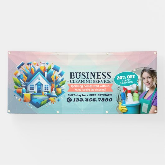 Modern House Cleaning Maid Service Housekeeping Banner (Horizontal)