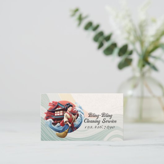 Modern House Cleaning Maid Service Housekeeping Bu Visitenkarte (Stehend Vorderseite)