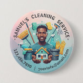 Modern House Cleaning Maid Service Housekeeping Button (Vorderseite)