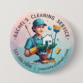 Modern House Cleaning Maid Service Housekeeping Button (Vorderseite)
