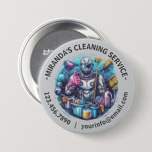 Modern House Cleaning Maid Service Housekeeping Button (Vorne & Hinten)