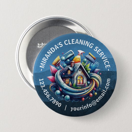 Modern House Cleaning Maid Service Housekeeping Button (Vorne & Hinten)
