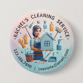 Modern House Cleaning Maid Service Housekeeping Button (Vorderseite)